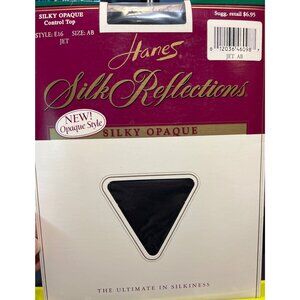 Hanes Silky Reflections 2 Sheer Pantyhose Control Top Barely Black Black Size AB